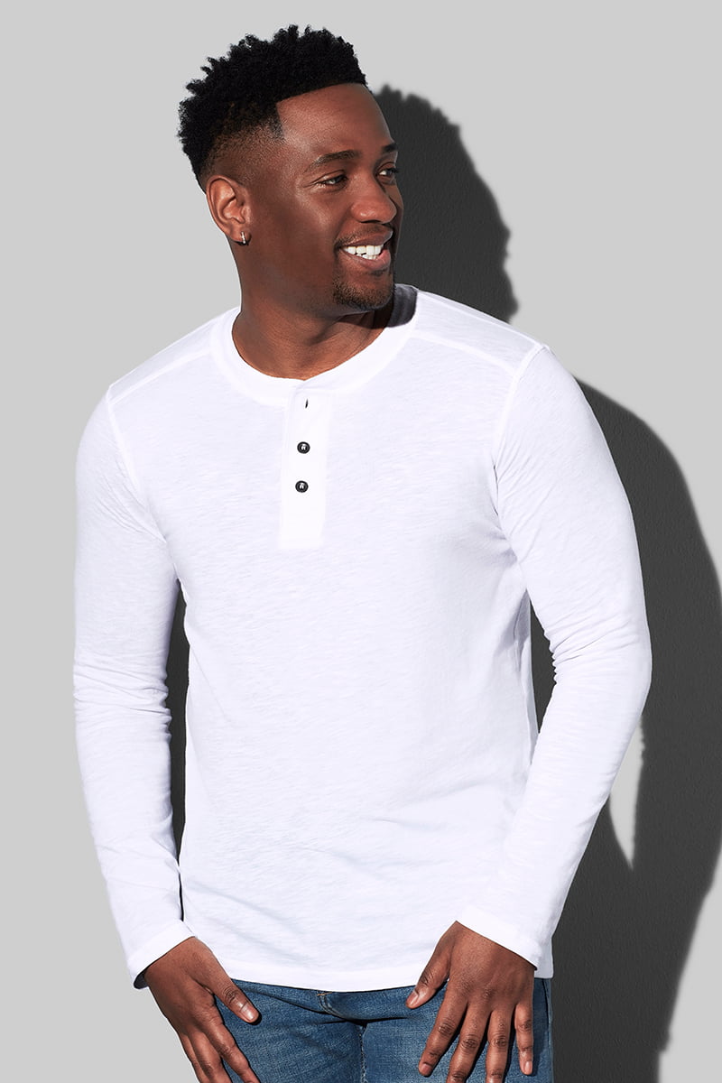Shawn Henley Long Sleeve - T-shirty z długim rękawem, okrągłym dekoltem i guzikami dla mężczyzn model 1